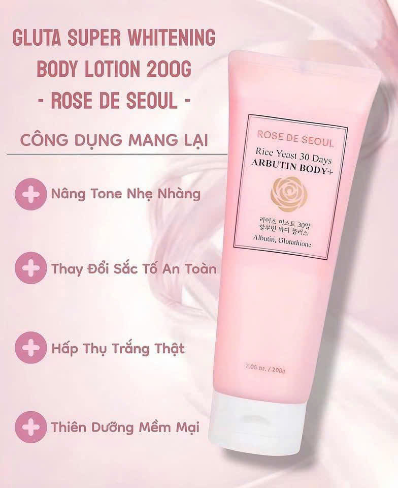 Chi tiết Kem body ROSE DE SEOUL RICE YEAST 30 DAYS ARBUTIN BODY+ 200g nâng tông dưỡng trắng