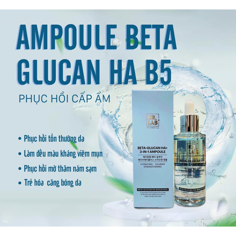 Chi tiết Serum dưỡng da dạng ampoule KR.LAB BETA- GLUCAN HA+ 50ML cấp ẩm Dưỡng Trắng Da Mờ Thâm phục hồi da