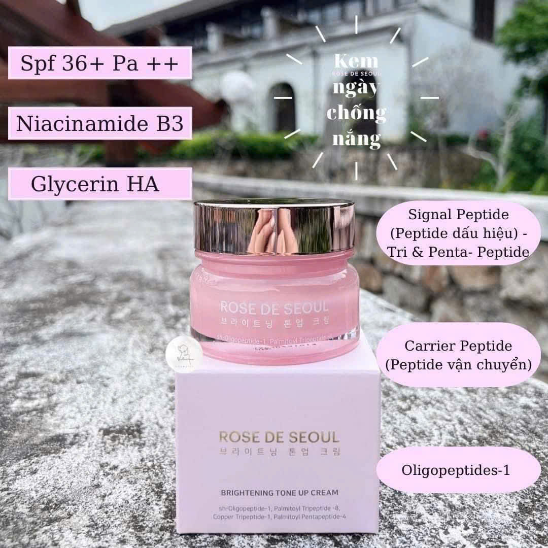 Chi tiết Kem ngày ROSE DE SEOUL BRIGHTENING TONE UP CREAM 50G nâng tông dưỡng trắng chống nắng