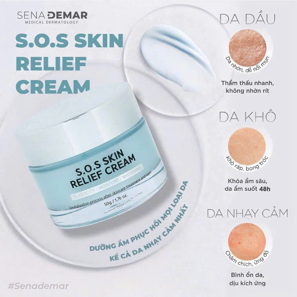 Chi tiết Kem Dưỡng SENADEMAR S.O.S SKIN RELIEF CREAM cấp ẩm phục hồi dưỡng trắng 50g